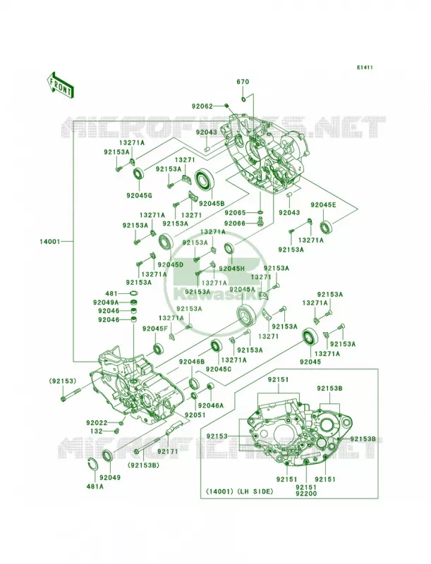Crankcase Kawasaki MOTOS 450 2006 KX450F  KX450D6F