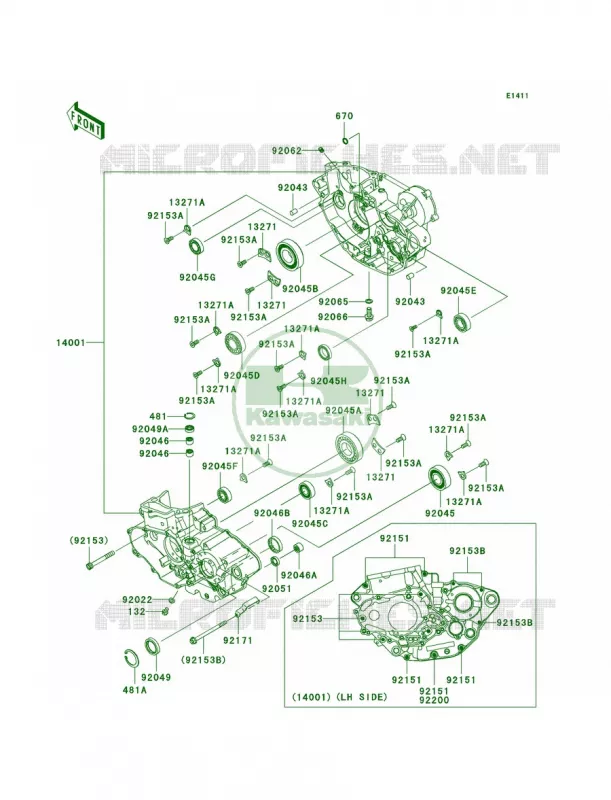Crankcase Kawasaki MOTOS 450 2006 KX450F  KX450D6F