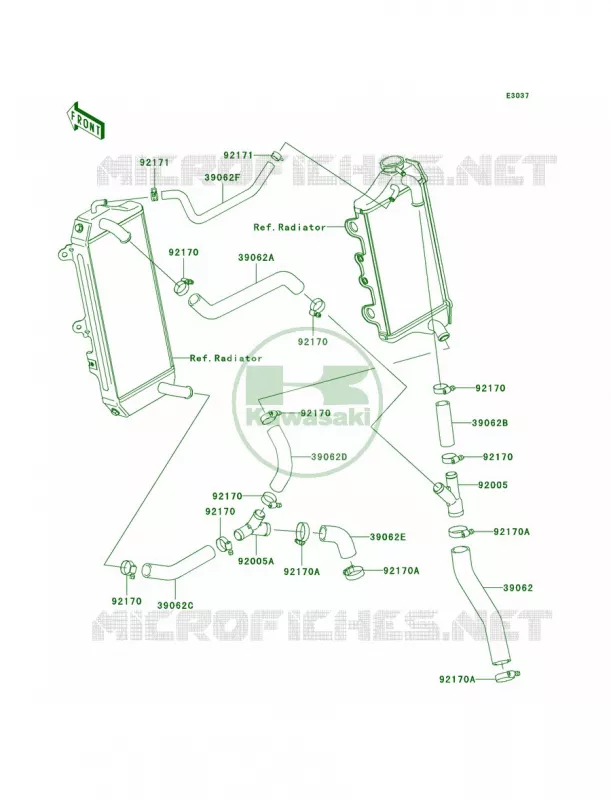 Water Pipe Kawasaki MOTOS 450 2006 KX450F  KX450D6F