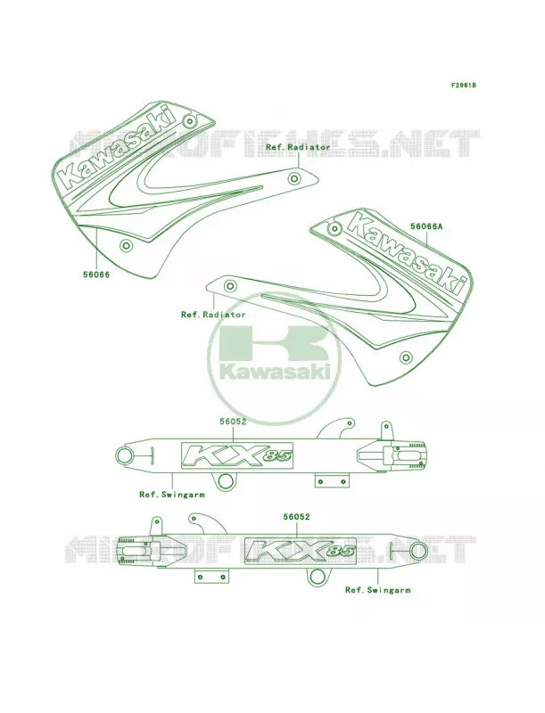 DecalsA3 Kawasaki MOTOS 85 2005 KX85  KX85-A5