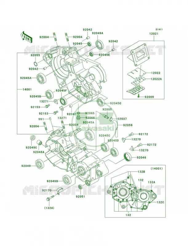 Crankcase Kawasaki MOTOS 125 2004 KX125  KX125-M2