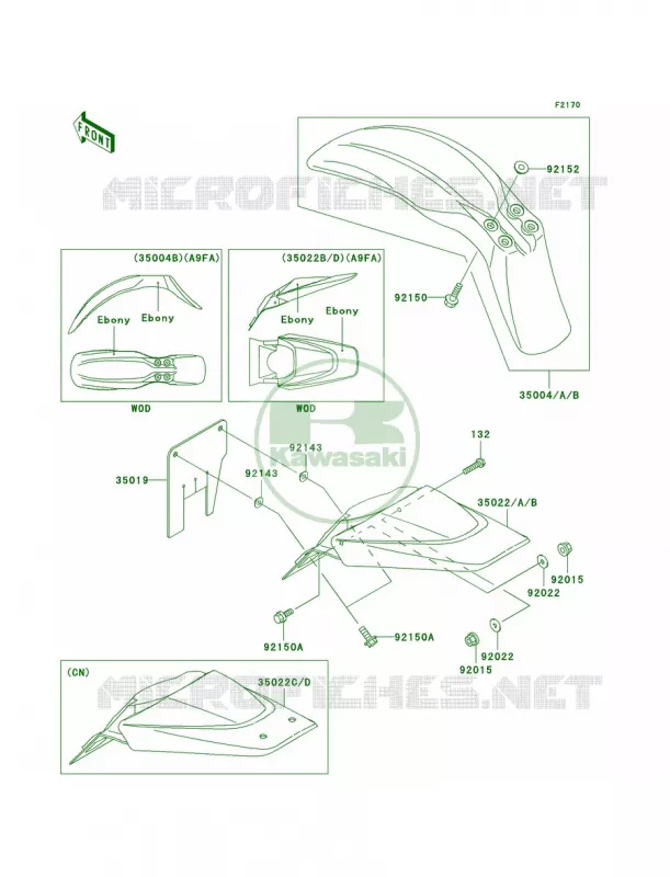 Fenders Kawasaki MOTOS 110 2009 KLX110  KLX110A9F