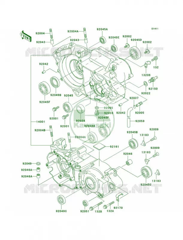 Crankcase Kawasaki MOTOS 250 2002 KX250  KX250-L4