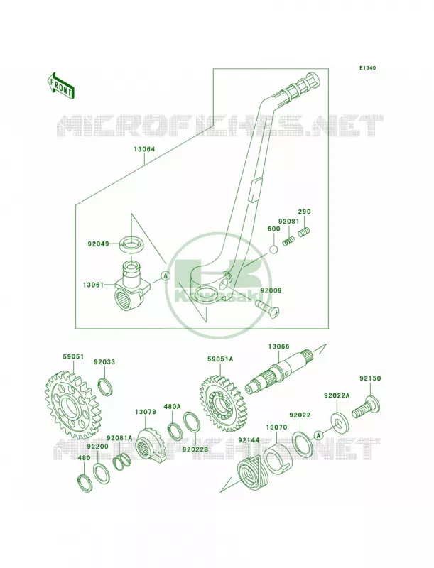Kickstarter Mechanism Kawasaki MOTOS 250 2002 KX250  KX250-L4