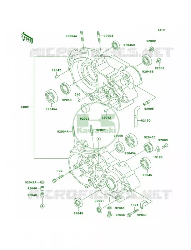 Crankcase Kawasaki MOTOS 500 2002 KX500  KX500-E14