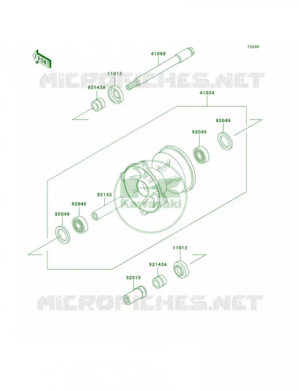 Front Hub Kawasaki MOTOS 500 2002 KX500  KX500-E14