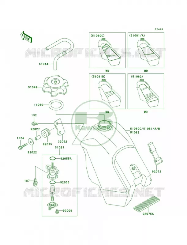 Fuel Tank Kawasaki MOTOS 500 2002 KX500  KX500-E14
