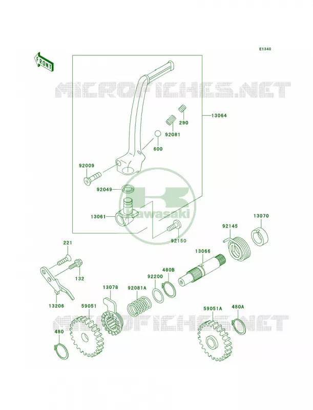 Kickstarter Mechanism Kawasaki MOTOS 65 2002 KX65  KX65-A3