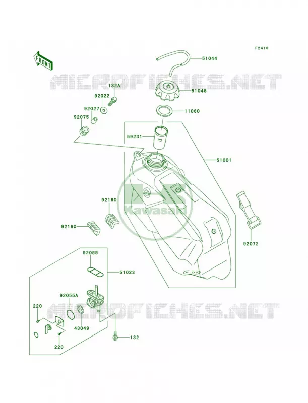 Fuel Tank Kawasaki MOTOS 250 2001 KX250  KX250-L3