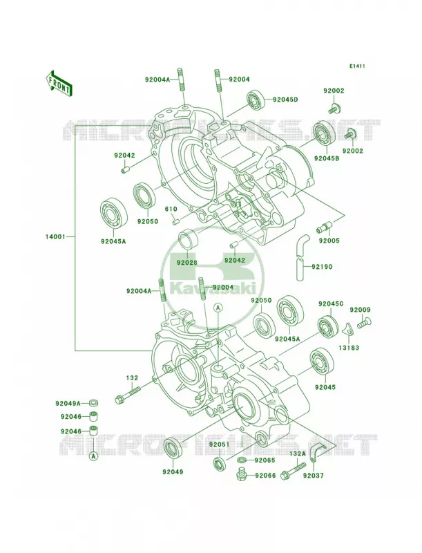Crankcase Kawasaki MOTOS 500 2001 KX500  KX500-E13