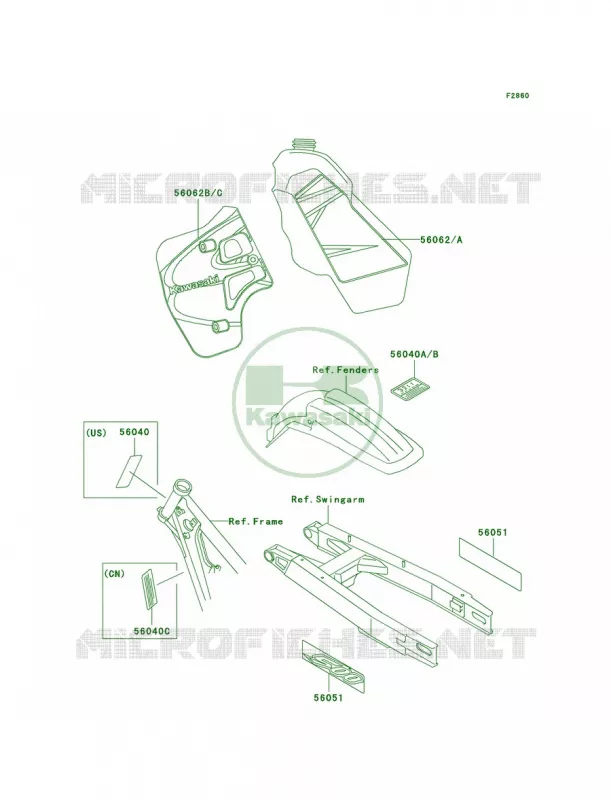 LabelsKX500-E10 Kawasaki MOTOS 500 2001 KX500  KX500-E13