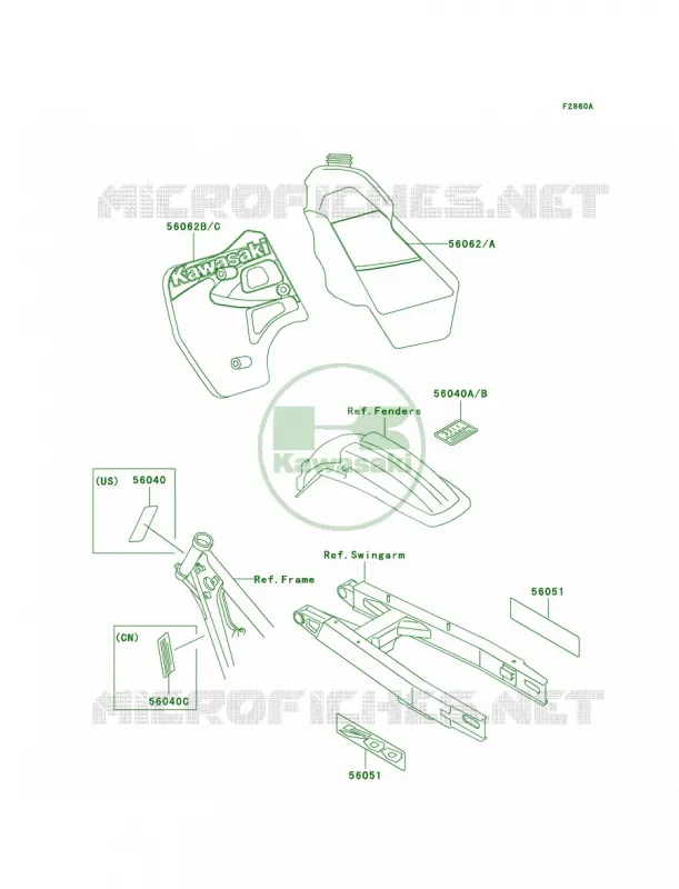 LabelsKX500-E11 Kawasaki MOTOS 500 2001 KX500  KX500-E13
