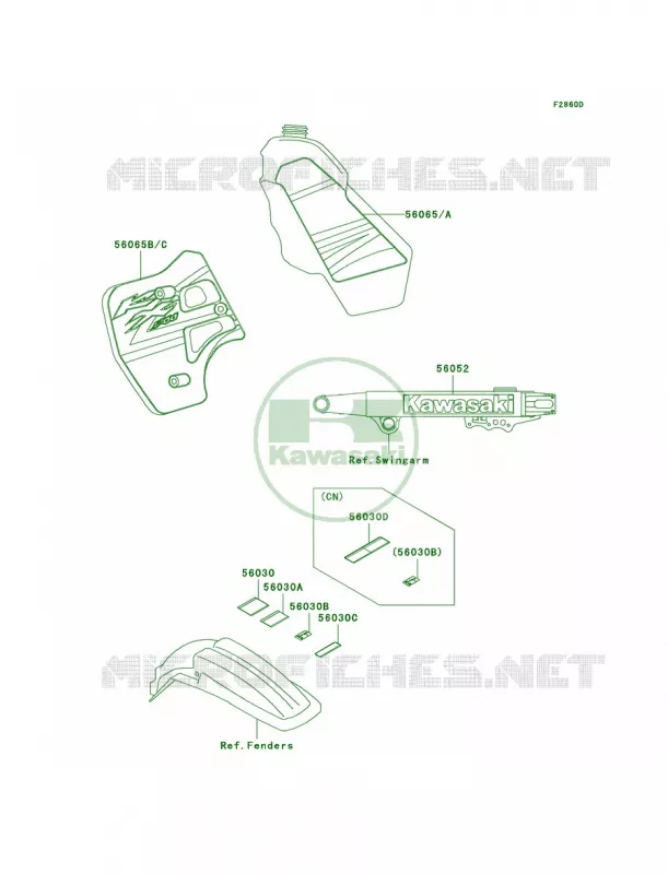 LabelsKX500-E14 Kawasaki MOTOS 500 2001 KX500  KX500-E13
