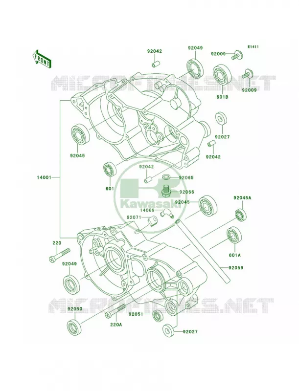Crankcase Kawasaki MOTOS 60 2001 KX60  KX60-B17