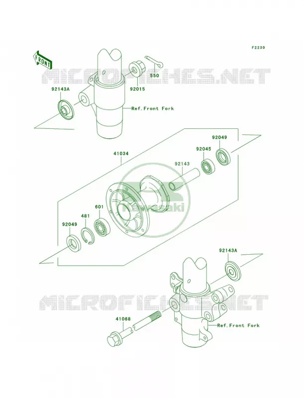 Front Hub Kawasaki MOTOS 85 2001 KX85  KX85-A1