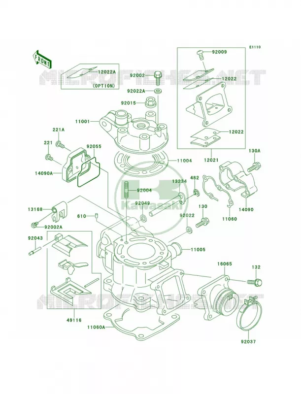 Cylinder HeadCylinder Kawasaki MOTOS 100 2000 KX100  KX100-C3