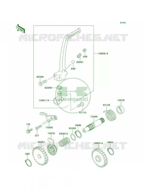 Kickstarter Mechanism Kawasaki MOTOS 100 2000 KX100  KX100-C3