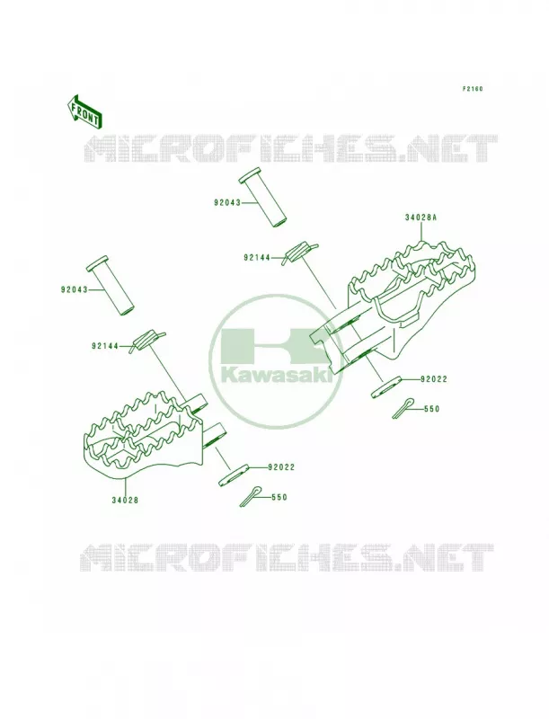 Footrests Kawasaki MOTOS 250 2000 KX250  KX250-L2