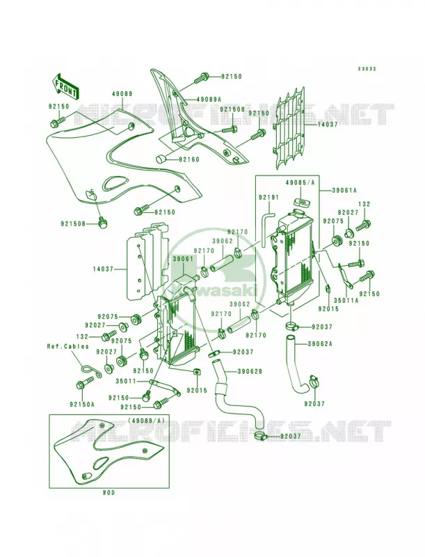 Radiator Kawasaki MOTOS 250 2000 KX250  KX250-L2