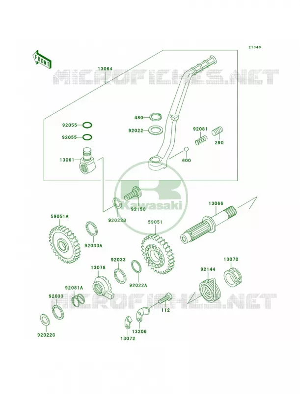 Kickstarter Mechanism Kawasaki MOTOS 500 2000 KX500  KX500-E12