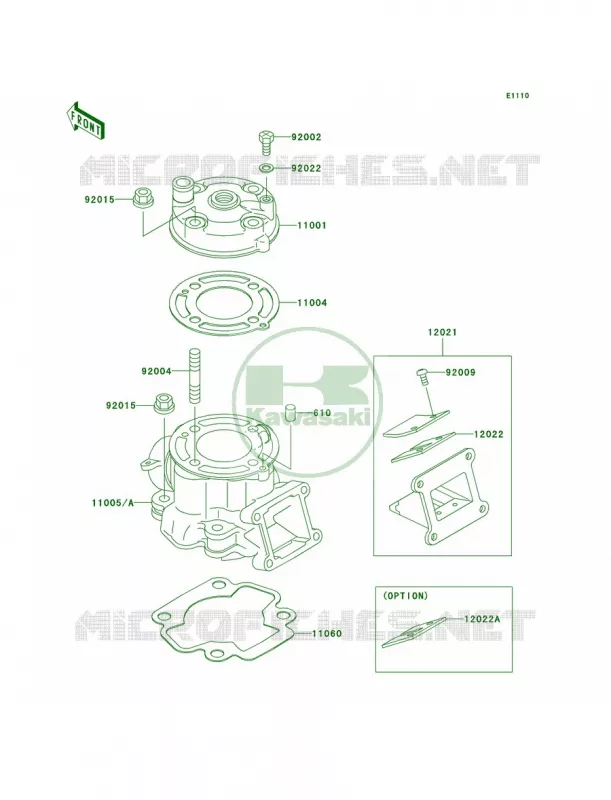 Cylinder HeadCylinder Kawasaki MOTOS 65 2000 KX65  KX65-A1