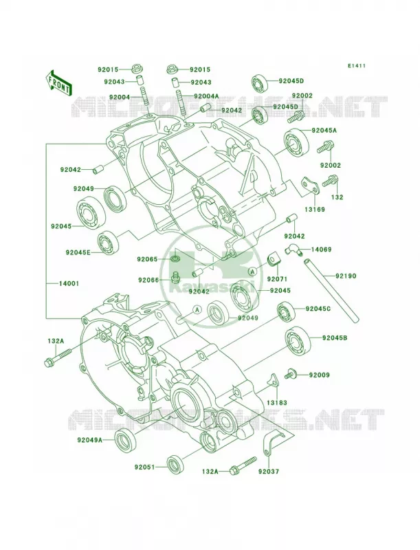 Crankcase Kawasaki MOTOS 80 2000 KX80  KX80-W3