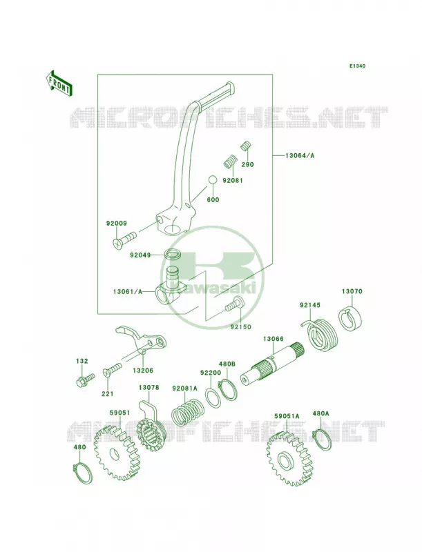 Kickstarter Mechanism Kawasaki MOTOS 80 2000 KX80  KX80-W3