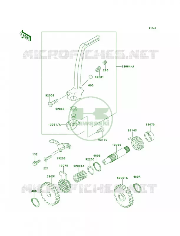 Kickstarter Mechanism Kawasaki MOTOS 100 1999 KX100  KX100-C2