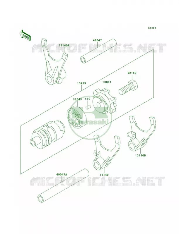 Gear Change DrumShift Forks Kawasaki MOTOS 500 1998 KX500  KX500-E10