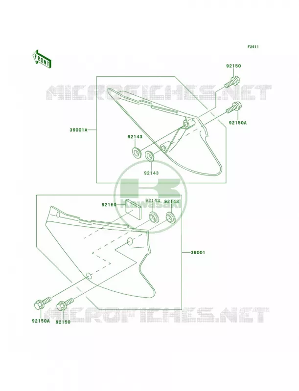Side Covers Kawasaki MOTOS 80 1998 KX80  KX80-W1