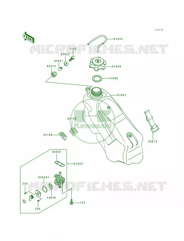 Fuel Tank Kawasaki MOTOS 250 1997 KX250  KX250-K4