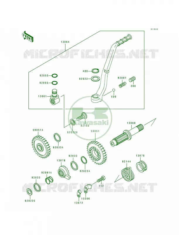 Kickstarter Mechanism Kawasaki MOTOS 500 1997 KX500  KX500-E9