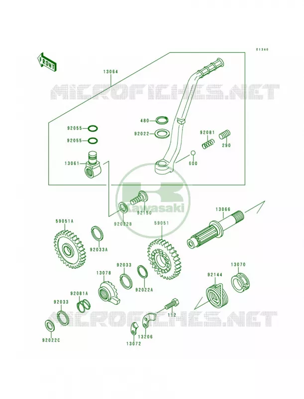 Kickstarter Mechanism Kawasaki MOTOS 500 1996 KX500  KX500-E8