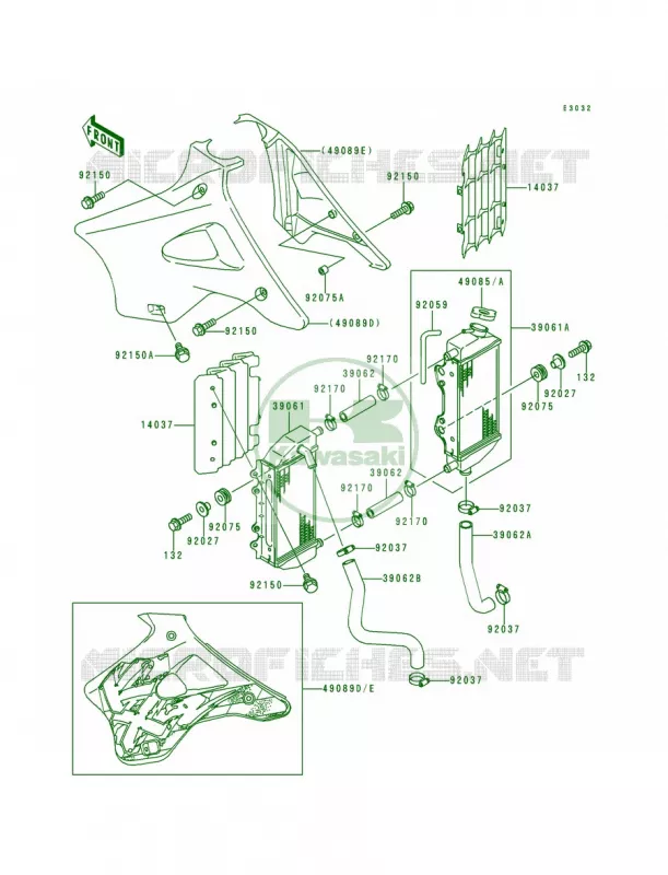 Radiator Kawasaki MOTOS 125 1995 KX125  KX125-K2
