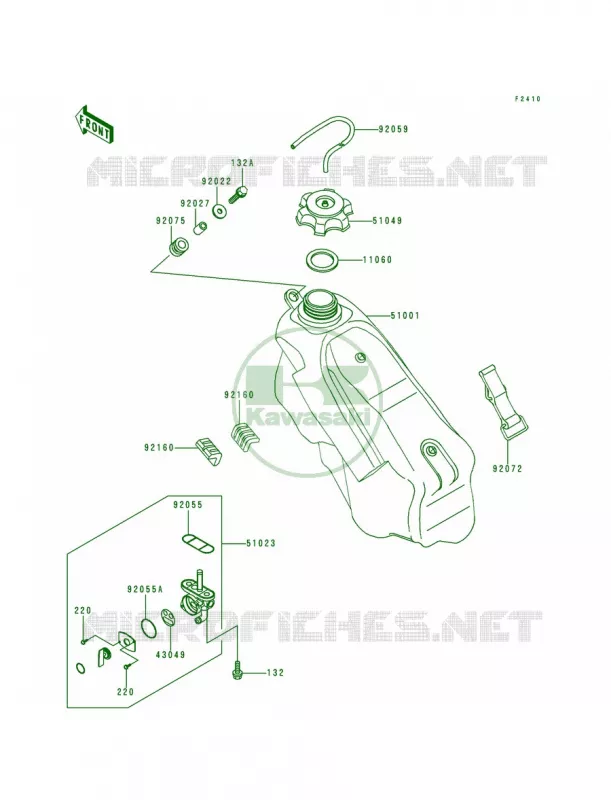 Fuel Tank Kawasaki MOTOS 250 1995 KX250  KX250-K2