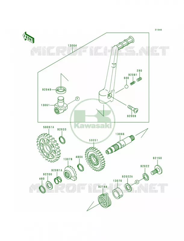 Kickstarter Mechanism Kawasaki MOTOS 250 1995 KX250  KX250-K2
