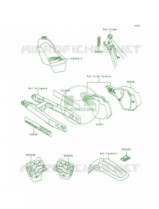 LabelsKX500-E4 Kawasaki MOTOS 500 1994 KX500  KX500-E6