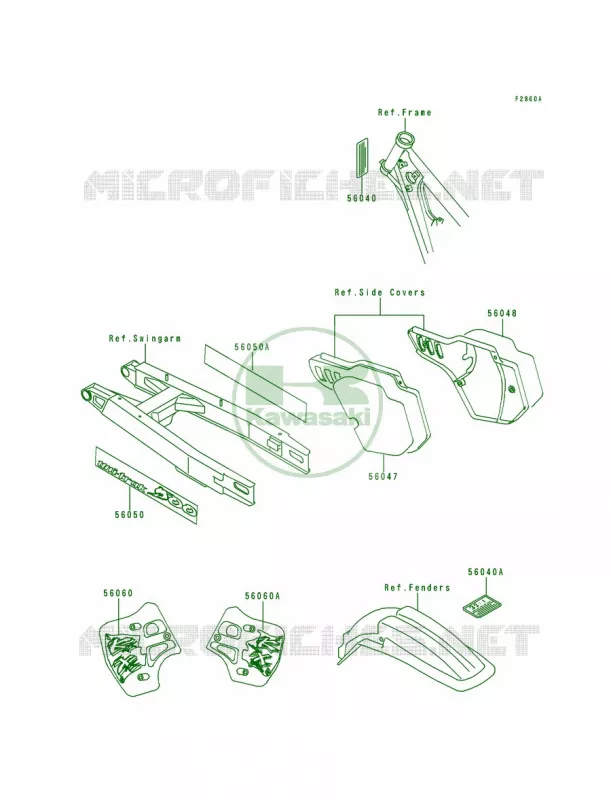 LabelsKX500-E5 Kawasaki MOTOS 500 1994 KX500  KX500-E6