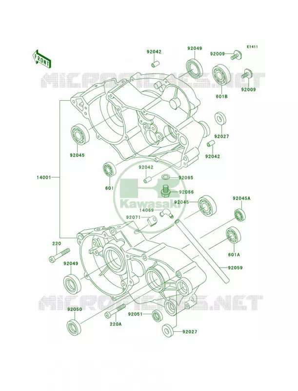 Crankcase Kawasaki MOTOS 60 1994 KX60  KX60-B10