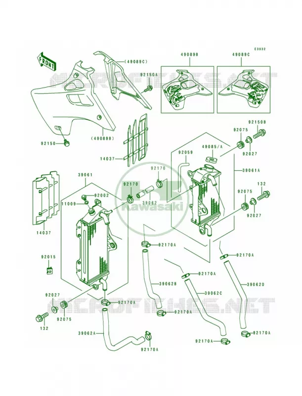 Radiator Kawasaki MOTOS 125 1993 KX125  KX125-J2