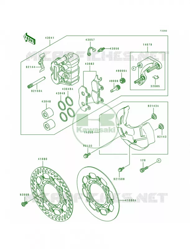 Front Caliper Kawasaki MOTOS 250 1993 KX250  KX250-J2