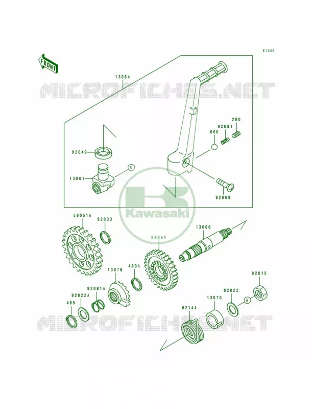 Kickstarter Mechanism Kawasaki MOTOS 250 1993 KX250  KX250-J2