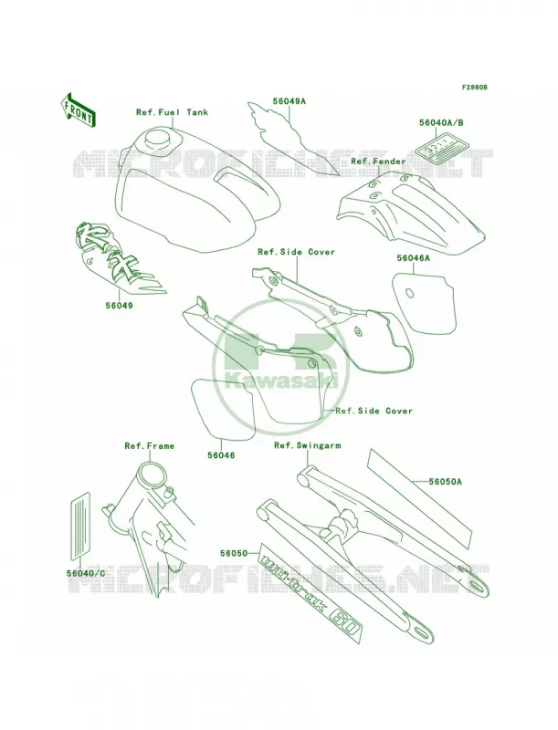 LabelKX60-B8 Kawasaki MOTOS 60 1993 KX60  KX60-B9