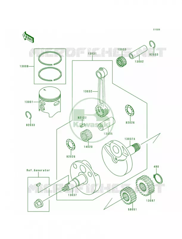 CrankshaftPiston Kawasaki MOTOS 80 1993 KX80 Big Wheels  KX80-T3