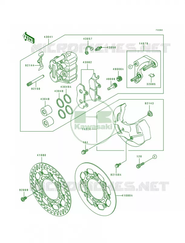 Front Caliper Kawasaki MOTOS 250 1992 KX250  KX250-J1
