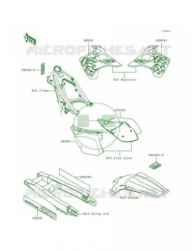 Label Kawasaki MOTOS 250 1992 KX250  KX250-J1