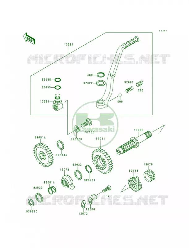Kickstarter Mechanism Kawasaki MOTOS 500 1992 KX500  KX500-E4