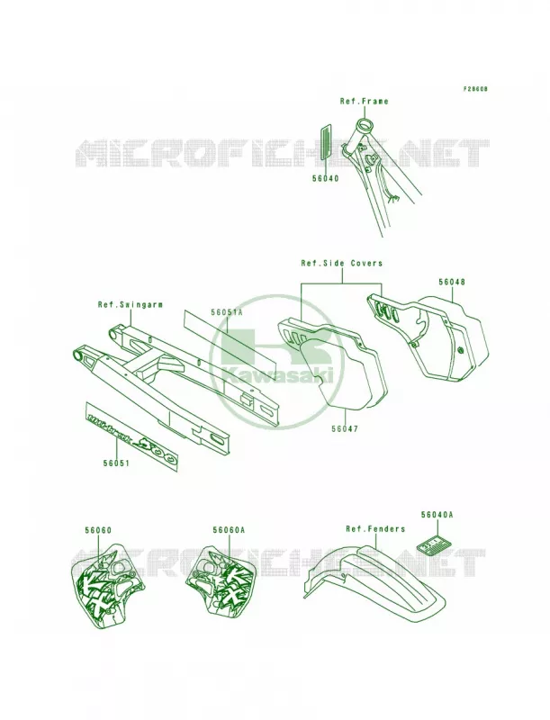LabelsKX500-E6 Kawasaki MOTOS 500 1992 KX500  KX500-E4