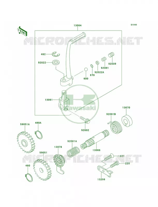 Kickstarter Mechanism Kawasaki MOTOS 60 1992 KX60  KX60-B8