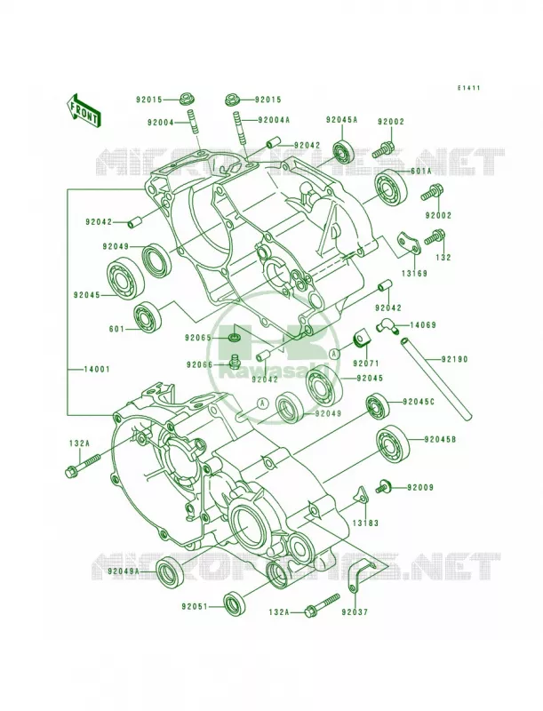 Crankcase Kawasaki MOTOS 80 1992 KX80  KX80-R2